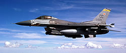 An Air Force F-16 Fighting Falcon. Department of Defense photo by Jeffrey Allen.