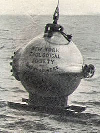 William Beebe's bathysphere, on an expedition sponsored by National Geographic Society and New York Zoological Society.