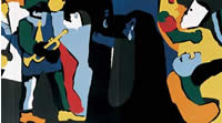 Detail from 'Theatre' by Jacob Lawrence