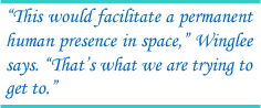 "This would facilitate a permanent human presence in space," Winglee says. "That's what we are trying to get to."