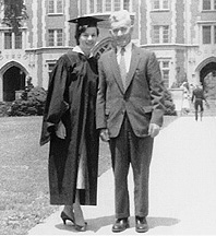 Colwell and father at graduation from Purdue in 1956
