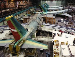 747s under construction at Boeing's Everett plant.