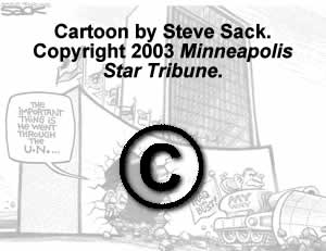 Cartoon by Steve Sak, © 2003 Minneapolis Star Tribune.