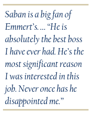 Saban is a big fan of Emmert's. � 'He is absolutely the best boss I have ever had. He's the most significant reason I was interested in this job. Never once has he disappointed me.'
