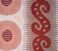 Larsen's 1972 silk fabric Pomegranate was inspired by a trip to Afghanistan. Photo © 2005 Cowtan & Tout.