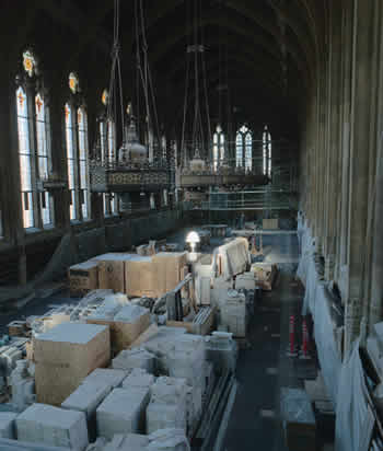 The Suzzallo Reading Room, currently torn apart by construction workers. Photo courtsey Kathy Sauber.