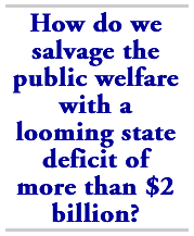 How do we salvage the public welfare with a looming state deficit of more than $2 billion?