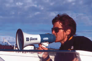 Jan Harville coaches the UW womens crew team.