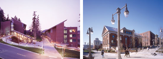 Left: UW Bothell. Right: UW Tacoma. Photos by Stewart Hopkins.