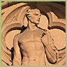 'Mastery' statue above the main entrance. Photo by William Thompson