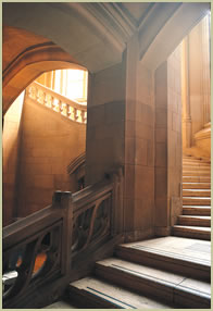 The seismic upgrade preserved the gaceful beauty of Suzzallo's stairways. Photo by Mary Levin.