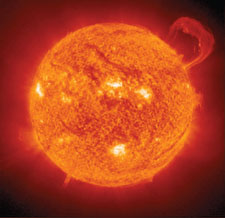 The sun sends out a solar flare. Someday it will swallow the Earth. Photo courtesy of NASA.