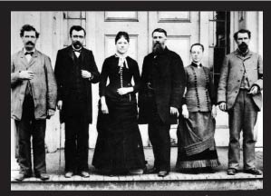 Though no photo of Mary Thayer is believed to exist, this photo of UW
faculty in 1883 shows that women were a prominent part of the UW's
teaching corps in its early years. Photo from UW Libraries, Special
Collections, Neg. #Peiser 184Bz.