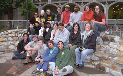 The class convenes one last time, sitting in the finished monument. Photo by Kathy Sauber.