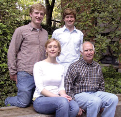 UW Math Professor Jim Morrow, right front, and members of the UW's winning team in the 2005 Mathematical Contest in Modeling.