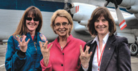 Janet Kavandi, ’90; Gov. Chris Gregoire, ’71; and Bonnie Dunbar