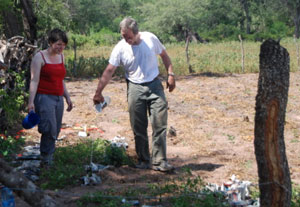 Watering chili plants in Bolivia