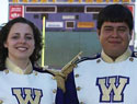 Drum majors Alysa Treber, left, and Angel Saucedo