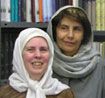 Mary St. Germain (with white headscarf) and Farzaneh Zahraie in the Tahuri Book Shop