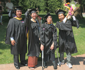 SSW MSW '08 grads, from left: Bora Chun, Kanika Ung, Nika Nguon and Lo Leang