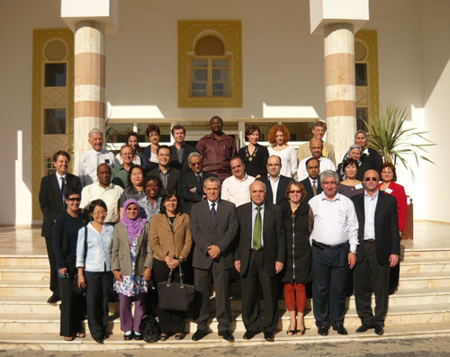 Terry Reid, MSW 74, with colleagues from WHO workgroup in Tunis, Tunisia