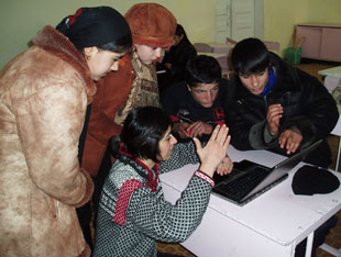 Mohadjer with Tajik students