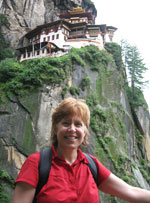 Pauline at Tiger's Nest in Bhutan