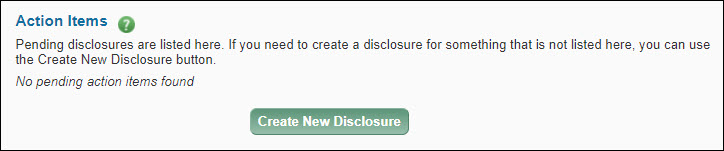 create new disclosure button in action items section