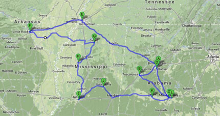 Civil rIghts pilgrimage map