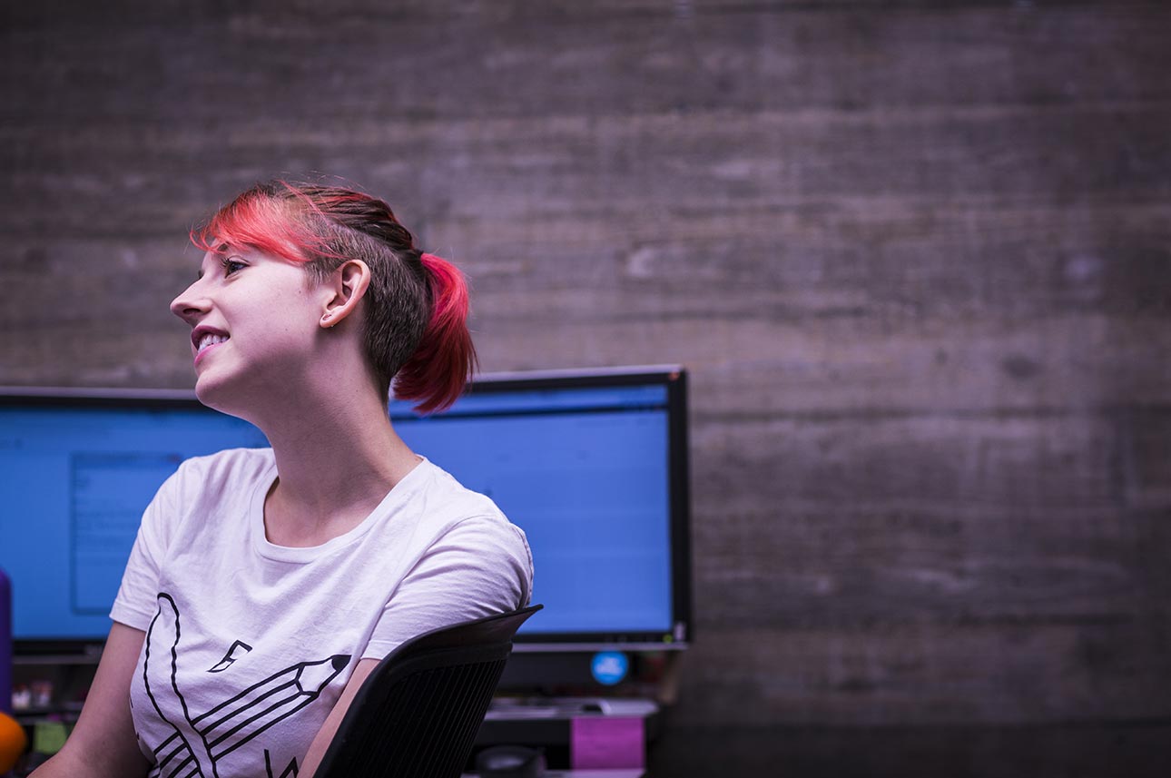 Associate producer Hannah Kane sits in on a Friday check-in meeting