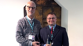 Richard and Andy pose with their 2018 Champions of Computer Science Awards