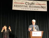 Richard Ladner accepts his award at the CSUN conference.