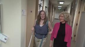 
Cindy and Sheryl walking down the hall.