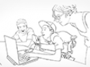 
Sketch of a student using a laptop
