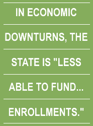 IN ECONOMIC DOWNTURNS, THE STATE IS LESS ABLE TO FUND... ENROLLMENTS.