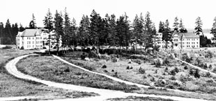 UW's first residence halls, Lewis Hall and Clark Hall