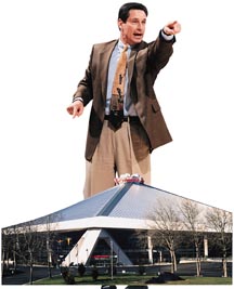 UW Coach Bender and Key Arena.