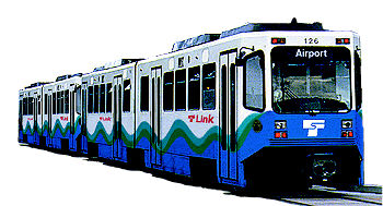 Digitized rendering of Sound Transit light rail train