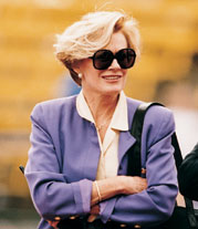 Athletic Director Barbara Hedges watches from the sidelines. Photo courtesy UW Sports Information.