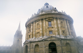 The Radcliffe Camera, which opened in 1749, is one of the most distinctive buildings at Oxford University. Architect James Gibbs designed it as a library; today it is used mainly as a reading room.