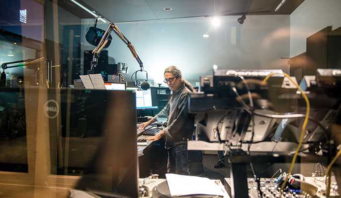 KEXP DJ working in booth