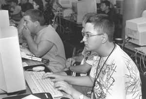Scholar Michael at the Computer lab Picture of DO-IT Scholar Michael at the Computer lab