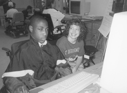 DO-IT Scholars Justin and Michael using a computer
