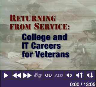 Title Screenshot of Returning from Service: College and IT Careers for Veterans.