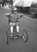 DO-IT Scholar, Michael, enjoys a summer afternoon of biking at the Ski-For-All activity during the DO-IT Summer Study Picture of Michael on bike