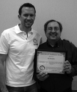 Picture of Picture of Michael and Al posing with Trailblazer Award.