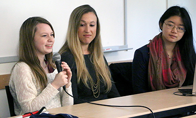 A panelist answers a question.