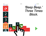 Screenshot of a block being selected and an audio clip plays.