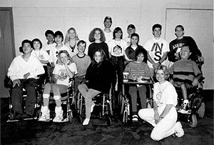 1994 Phase I Scholars, left to right: Nguyen, Kristin, Takuya, Maria, Shawnna, Megan, Travis, Katharine, Jennifer, Mike, Sherri, Erofei, Sarah, Carolyn, Daniel, Kris, and Ben Picture of 1994 Phase I DO-IT Scholars