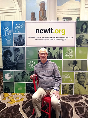 Richard Ladner takes a seat to support NCWIT's Sit with Me campaign in support of women in tech.